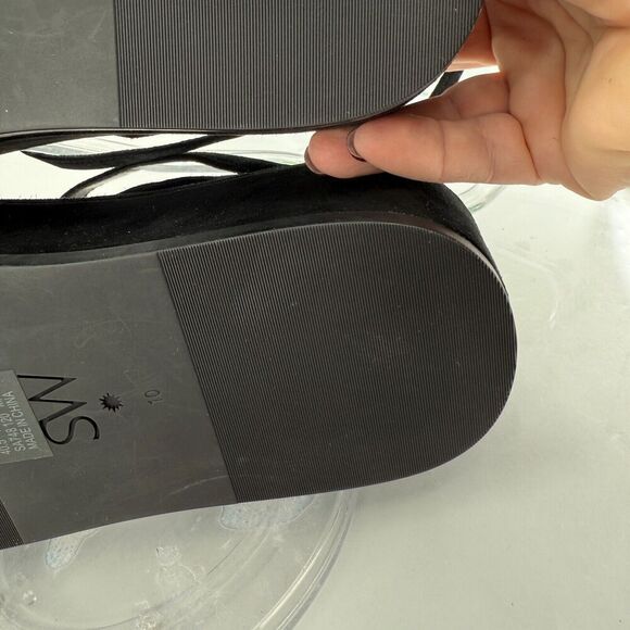 Stuart Weitzman Summerlift Platform Strappy Sandal Round Toe Black Size 10 Flat - Picture 16 of 16